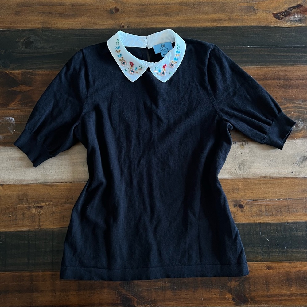 Cece black embellished blouse small